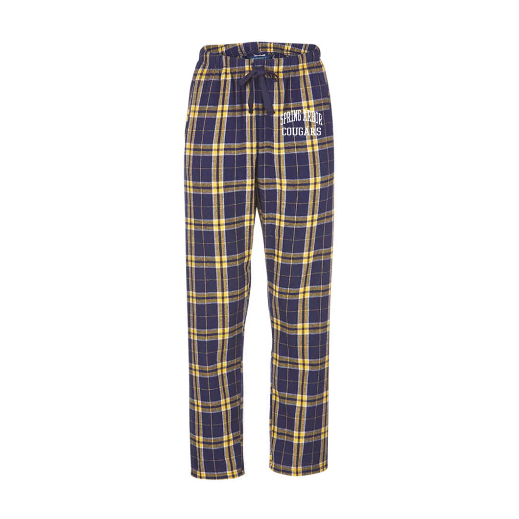 Haley Flannel Pant, Navy Gold Plaid