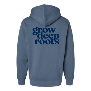 Grow Deep Roots Hood | Storm Blue